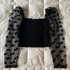 Sheer Polka Dot Sleeve Top